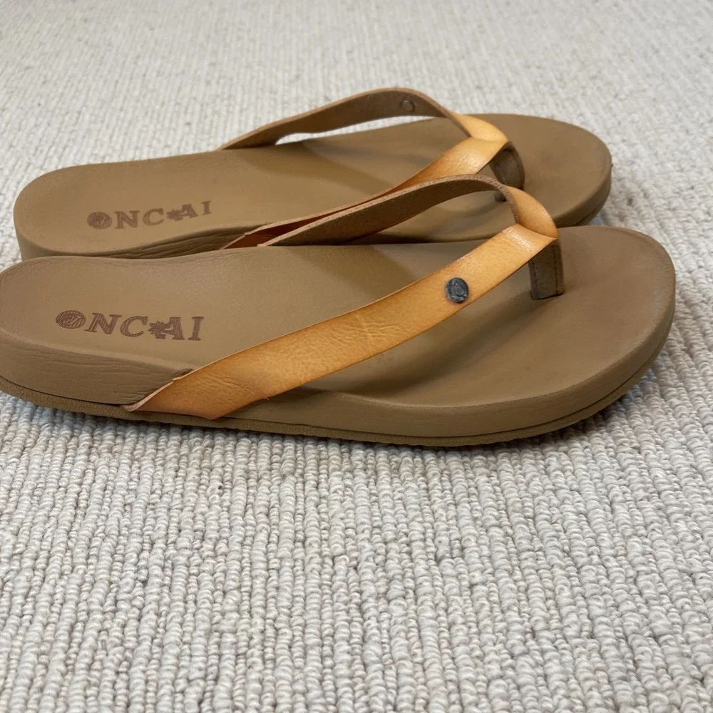 ONCAI Women's 7.5/8** Flip Flops Khaki Waterproof Outdoor Sandals